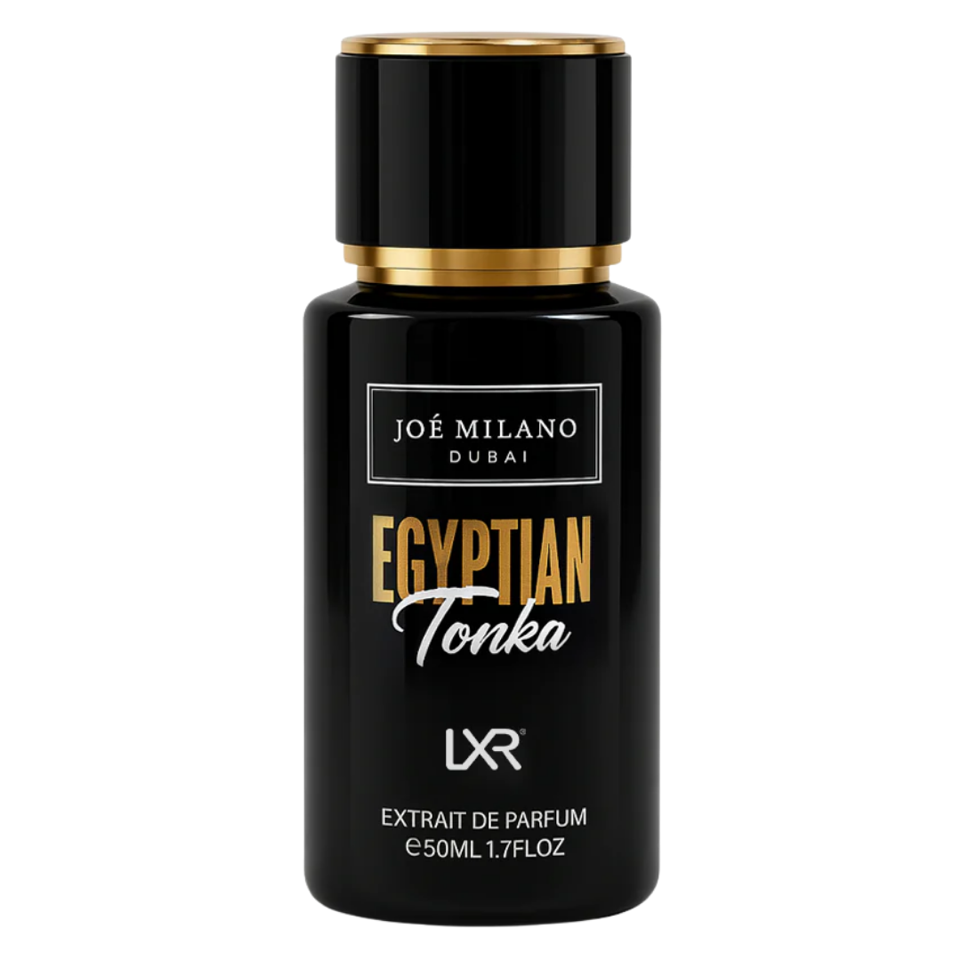 Joé Milano Egyptian Tonka perfume bottle on a white background