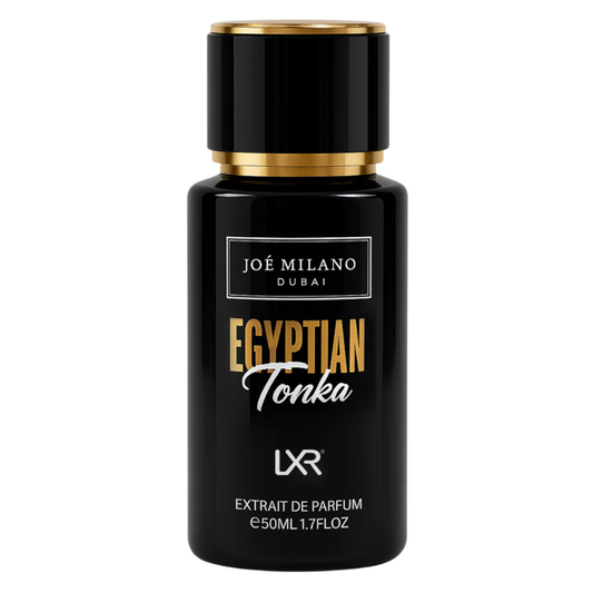 Joé Milano Egyptian Tonka perfume bottle on a white background