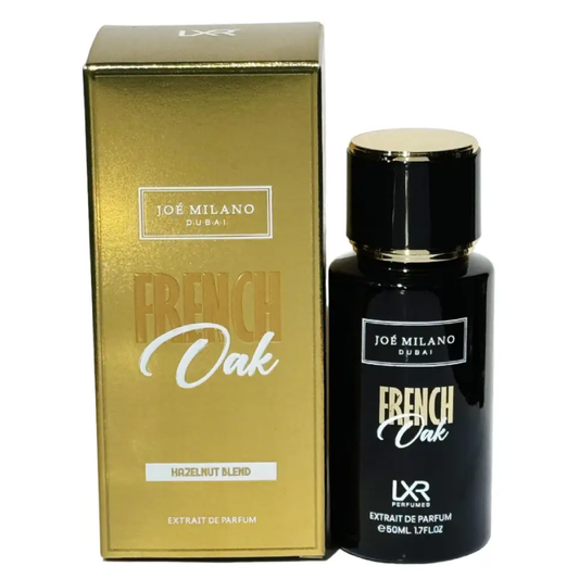 Joé Milano French Oak perfume bottle and packaging on a white background
