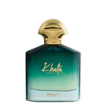 Perfume bottle with gold cap and gradient blue design on a white background. Khalta by Brandy Designs Unisex Perfume