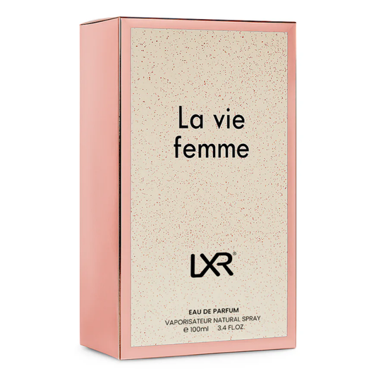LXR La vie femme perfume packaging on a white background