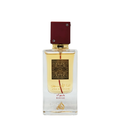 Ana Abiyedh Rouge perfume by Lattafa – elegant Arabian fragrance in a clear glass bottle with gold label, deep red cap, and amber-colored perfume. A bottle of Ana Abiyedh Rouge perfume by Lattafa with a clear glass body and a red cap, displaying the label and the fragrance name. 