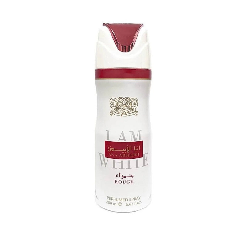 A bottle of Ana Abiyedh Rouge perfume by Lattafa with a clear glass body and a red cap, displaying the label and the fragrance name. Clone / dupe of / inspired by Maison Francis Kurkdjian - Baccarat Rouge 540 perfume.