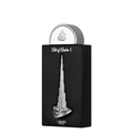 Lattafa 'Art of Arabia 1' perfume bottle with a silver Burj Khalifa design on a black rectangular box, set against a plain white background.