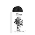 A 100ml white rectangular perfume bottle with a black cap, featuring a black graphic of a profile silhouette formed by tree branches. The bottle is labeled 'Breeze' and 'EAU DE PARFUM'.
