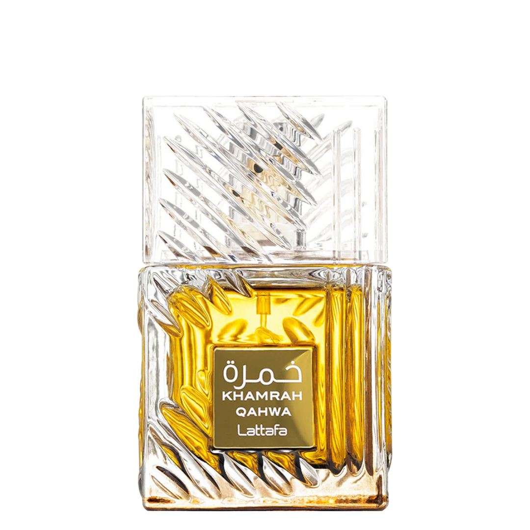 Khamrah Qahwa by Lattafa Eau de Parfum – luxurious coffee-inspired Arabic fragrance in an elegant crystal bottle