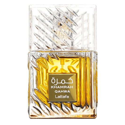 Khamrah Qahwa by Lattafa Eau de Parfum – luxurious coffee-inspired Arabic fragrance in an elegant crystal bottle