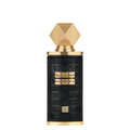 A black perfume bottle with gold accents and a geometric design on the label, topped with a gold cap. Lattafa Mashrabya Unisex Perfume