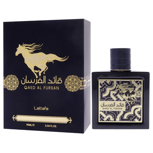 Lattafa Qaed Al Fursan Unisex Perfume bottle and box. Inspired by Paco Rabanne - Black XS