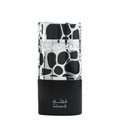 A sleek black cylindrical perfume bottle with silver accents, displaying the brand name 'Qimmah'. Lattafa Qimmah for Men Perfume