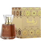 Raghba Eau De Parfum bottle and packaging on a white background. Lattafa Raghba Unisex Perfume