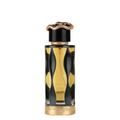 A bottle of Teriaq Intense Perfume with a black and gold design, featuring a snake motif on the cap.