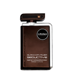 Brown perfume bottle labeled 'Black Cavalier Seductive' by Le Bonheur on a white background