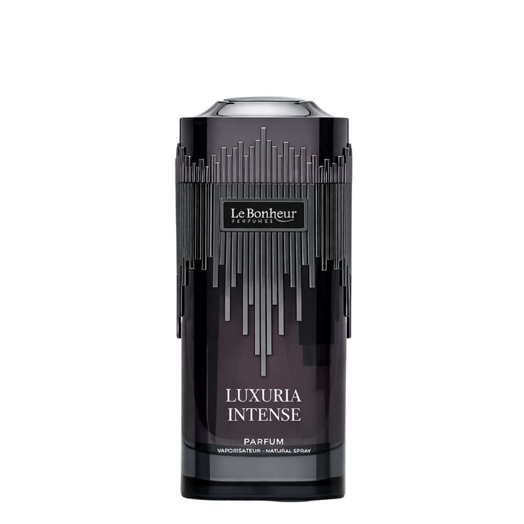 Luxuria Intense perfume bottle by Le Bonheur Perfume on a white background