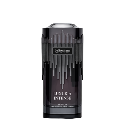 Luxuria Intense perfume bottle by Le Bonheur Perfume on a white background