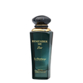 Le Bonheur Parfum 'Remember Me Noir' 100ml bottle, featuring a dark green gradient glass bottle with gold lettering and a black cap with gold trim, set against a plain white background.