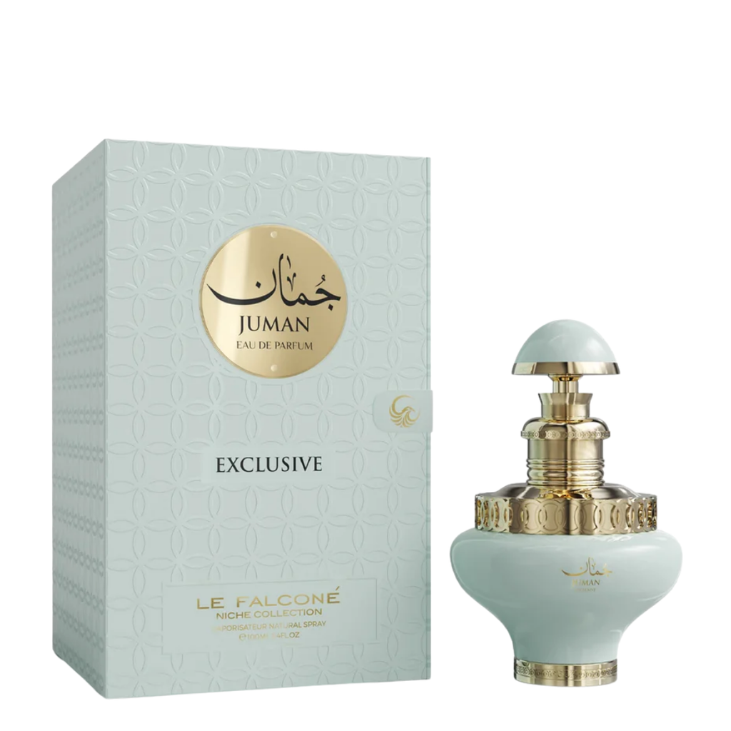 Juman perfume bottle and packaging on a white background