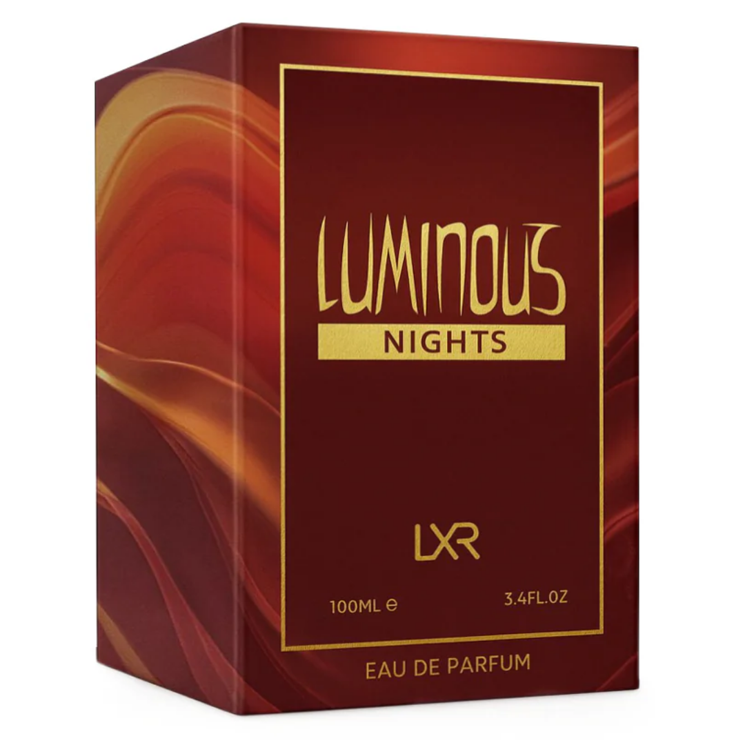 Luminous Nights LXR Eau de Parfum packaging on a white background