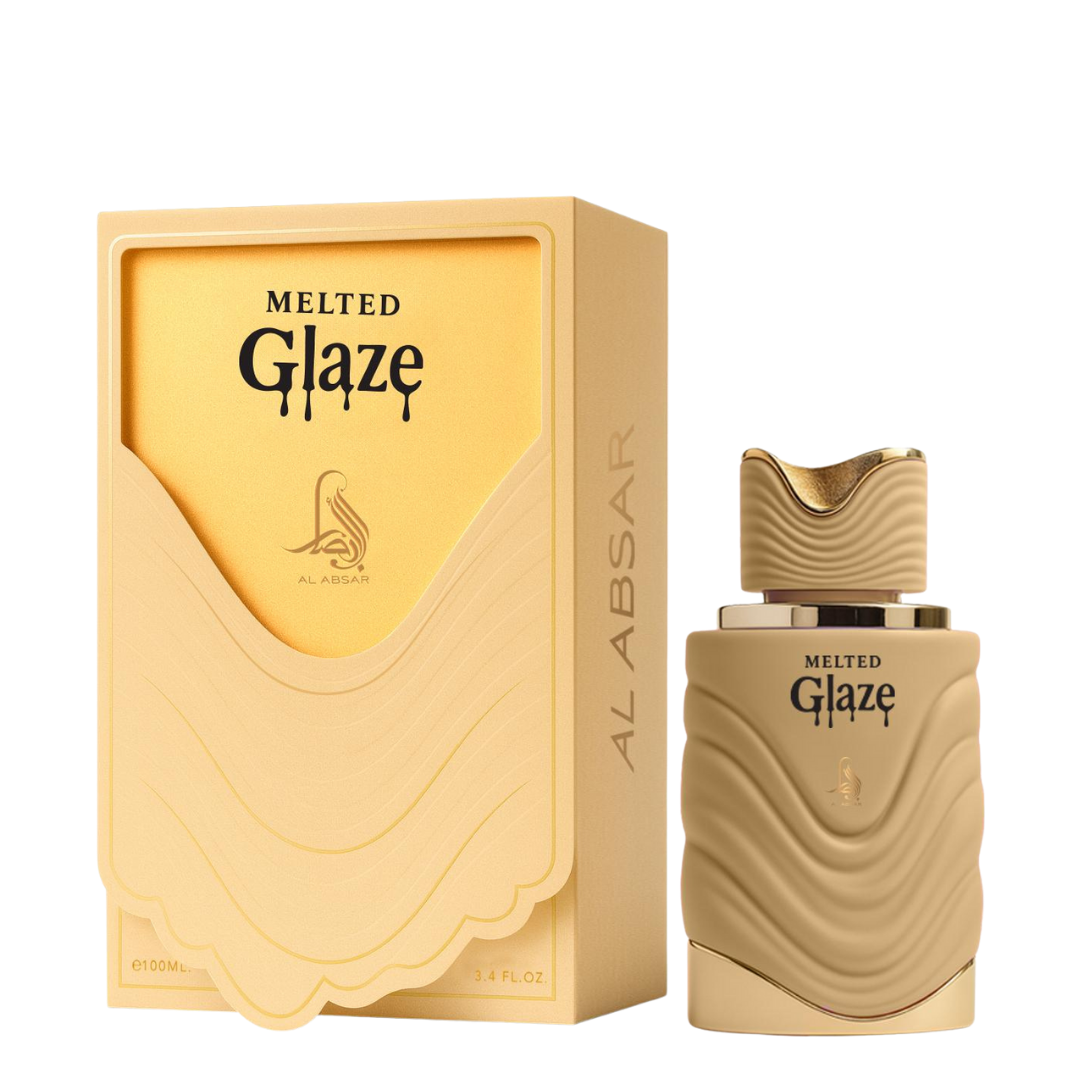 Melted Glaze perfume bottle and packaging on a white background