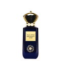 Blue perfume bottle with gold cap and label on a white background. Midnight Oud by Ard Al Zaafaran Unisex Perfume