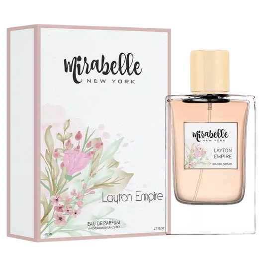 Mirabelle New York Layton Empire eau de parfum bottle and packaging on a white background