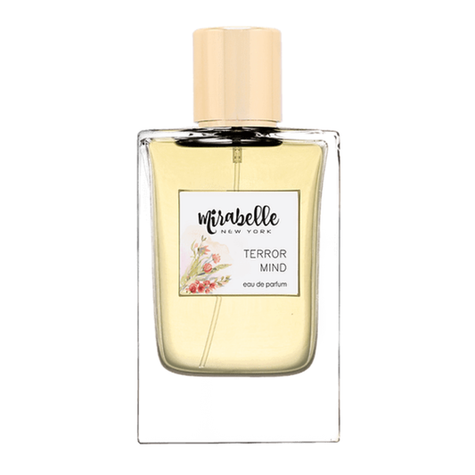 Perfume bottle with 'Mirabelle New York' label on a white background. Mirabelle Terror Mind Unisex Perfume