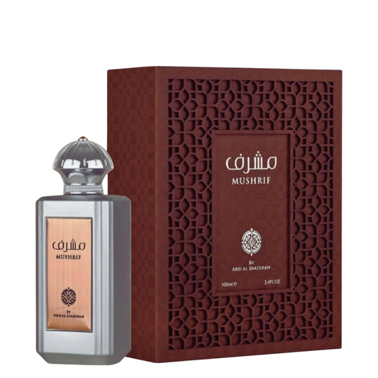 Mushrif perfume bottle and packaging on a white background