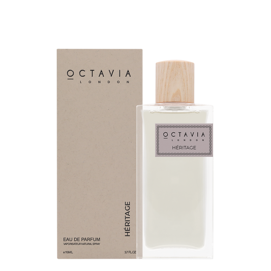 Octavia London Heritage Eau de Parfum bottle and packaging on a white background