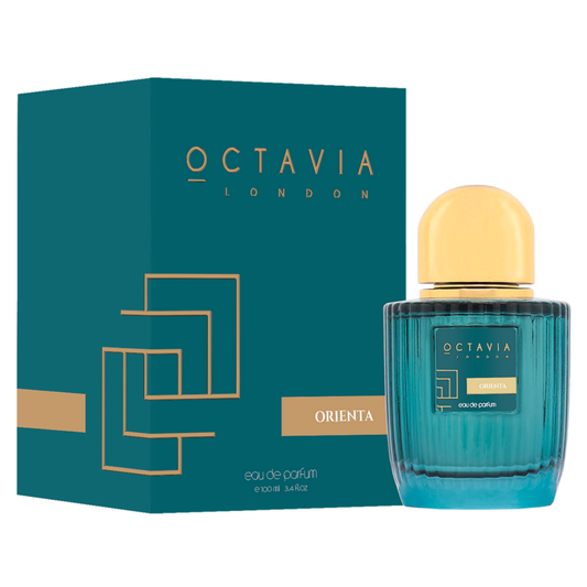 Octavia London perfume bottle and packaging on a white background. Octavia London Orienta Unisex Perfume