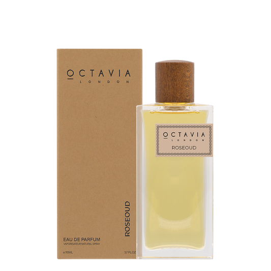 Octavia London Roseoud Eau de Parfum bottle and packaging on a white background