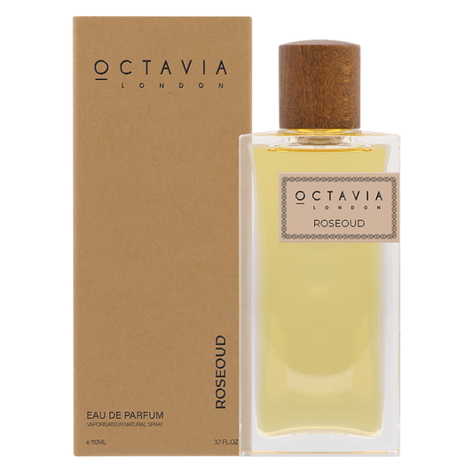 Octavia London Roseoud Eau de Parfum bottle and packaging on a white background