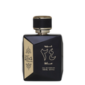 Black and gold perfume bottle with 'Oud 24 Hours' text on a white background