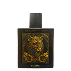 Perfume bottle with gold tiger design and 'Rayhaan' branding on a white background. Rayhaan Tiger Cal Cologne Edition Mens Perfume