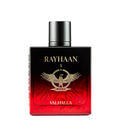 Perfume bottle with 'RAYHAAN' branding on a white background. Rayhaan X Valhalla Mens Perfume