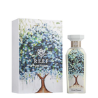 REEF Pure Flower perfume bottle and packaging with tree design on a white background
