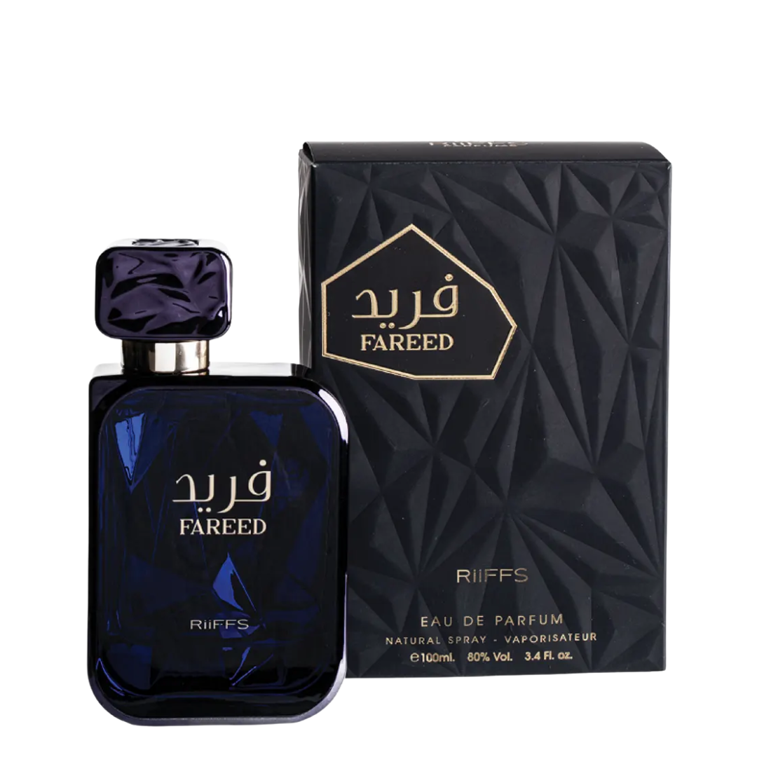 Fareed Riiffs Eau de Parfum bottle and packaging on a white background