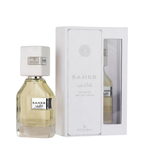 Saheb Intense Eau de Parfum 100ml by Ard Al Zaafaran with elegant white packaging, a long lasting perfume for men and women.