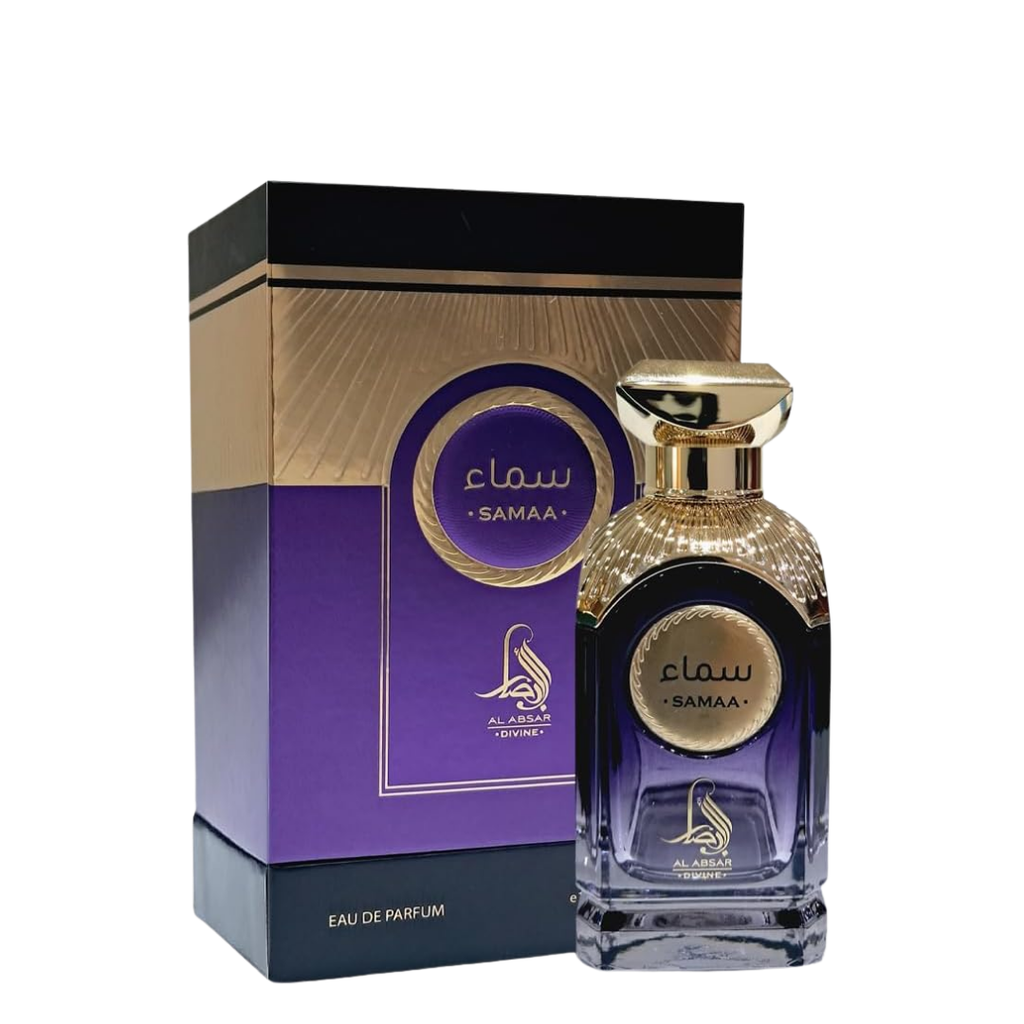 Samaa perfume bottle and packaging on a white background