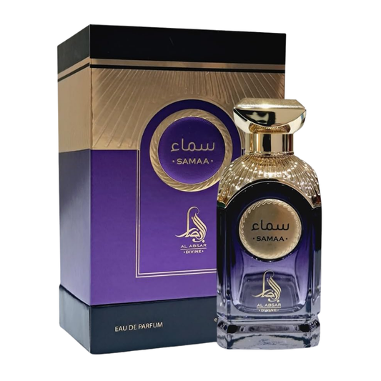 Samaa perfume bottle and packaging on a white background