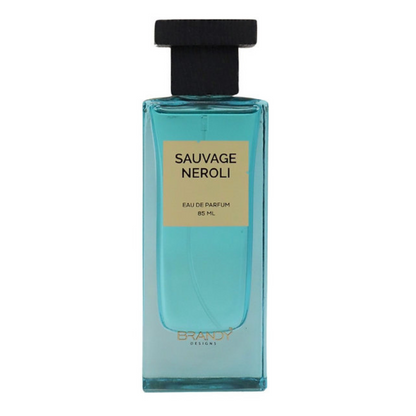 Sauvage Neroli Eau de Parfum 85ml by Brandy Designs – fresh aquatic blue fragrance bottle with modern minimalist label. Clone / dupe of / inspired by Creed - Sauvage Neroli Perfume.