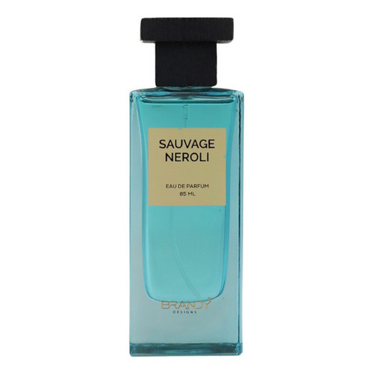 Sauvage Neroli Eau de Parfum 85ml by Brandy Designs – fresh aquatic blue fragrance bottle with modern minimalist label. Clone / dupe of / inspired by Creed - Sauvage Neroli Perfume.