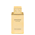 Gold Shaghaf Oud Elixir perfume bottle on a white background