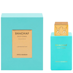 Shaghaf Oud Tonka perfume bottle and packaging on a white background