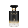 Perfume bottle with black cap and clear base on a white background. Shahoor Intense by Al Absar Mens Perfume