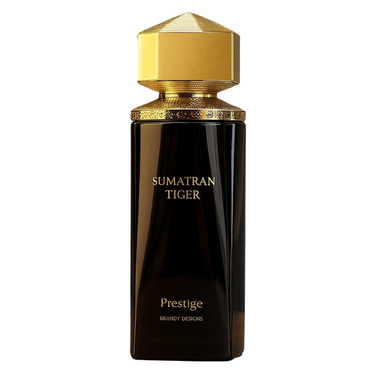Sumatran Tiger Prestige by Brandy Designs perfume bottle on a white background.