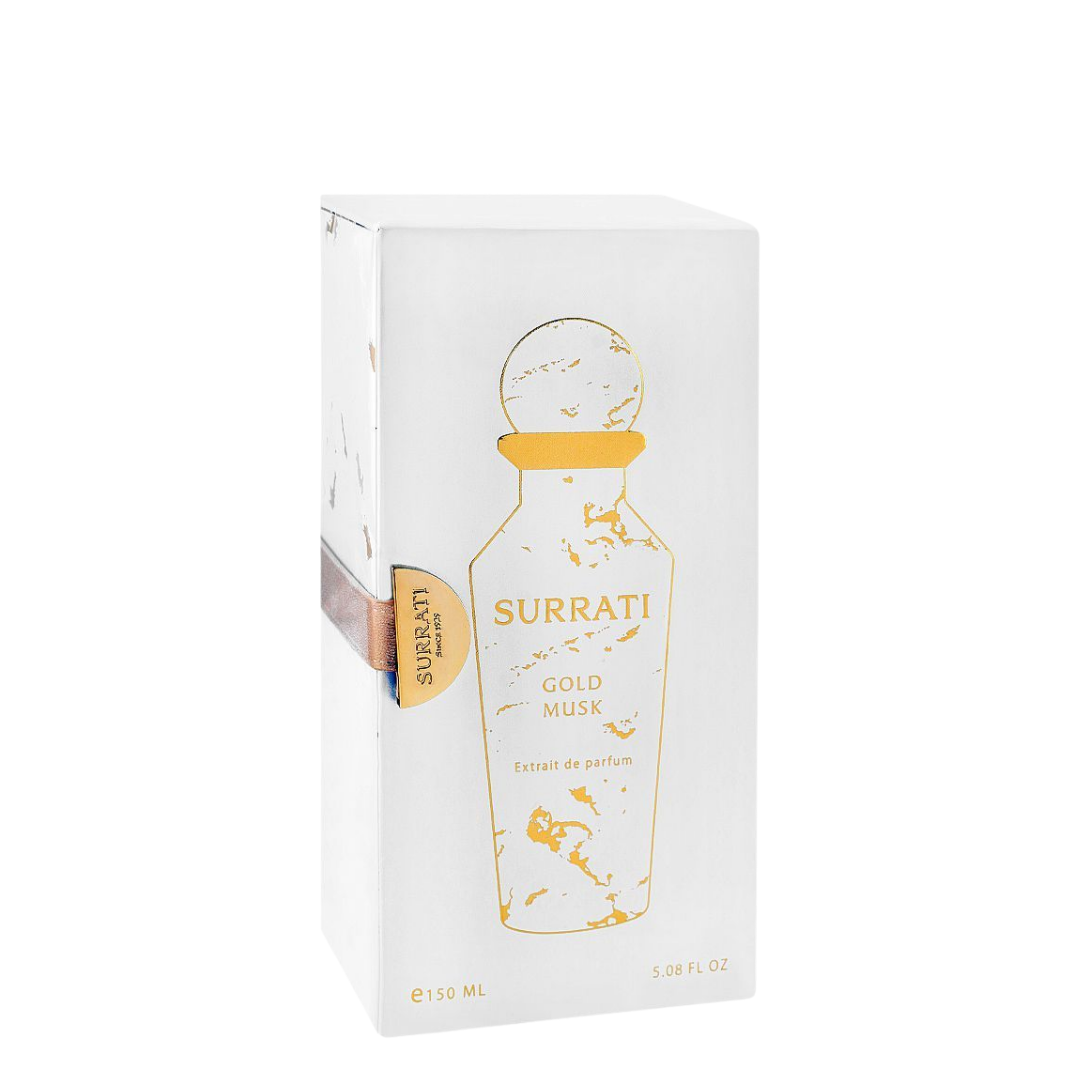 Surrati Gold Musk perfume packaging on a white background