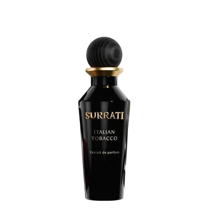 Black Surrati Italian Tobacco perfume bottle on a white background