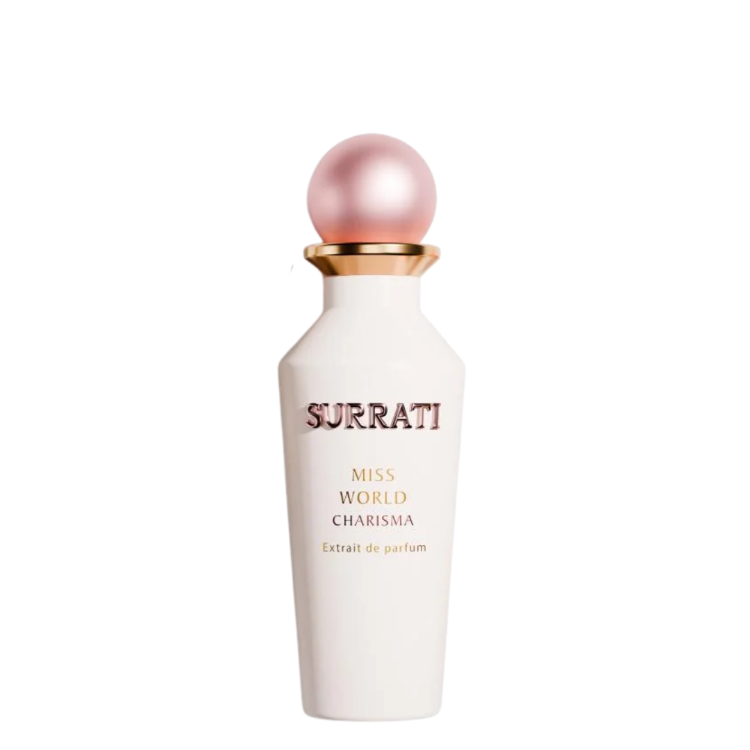 Surrati Miss World Charisma perfume bottle on a white background