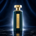 Reef Arabs of Obaiah perfume bottle on dark marble in blue studio lighting.