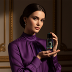 Model holding the Surrati Imperial perfume bottle.